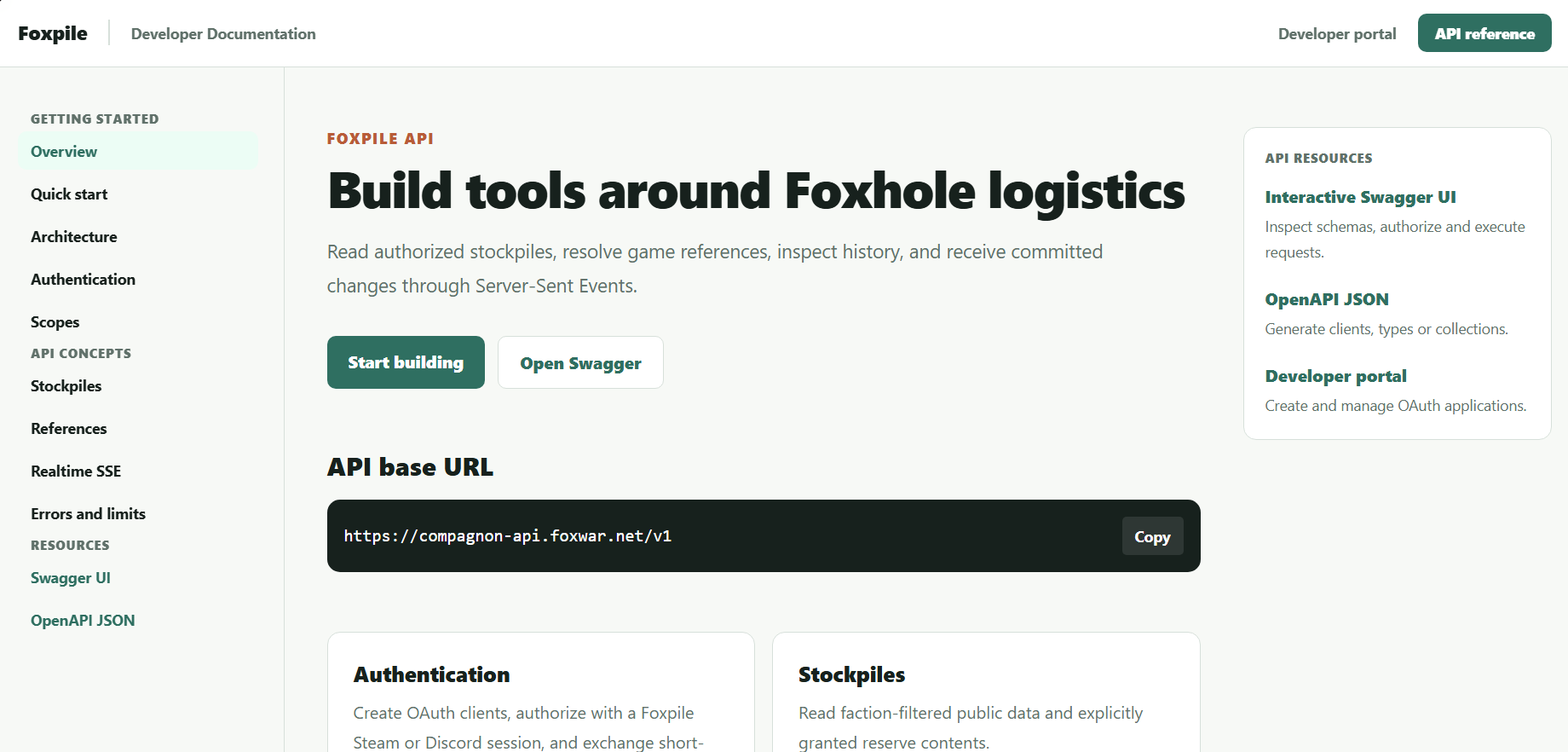 Emplacement pour une capture de la documentation de l'API Foxpile