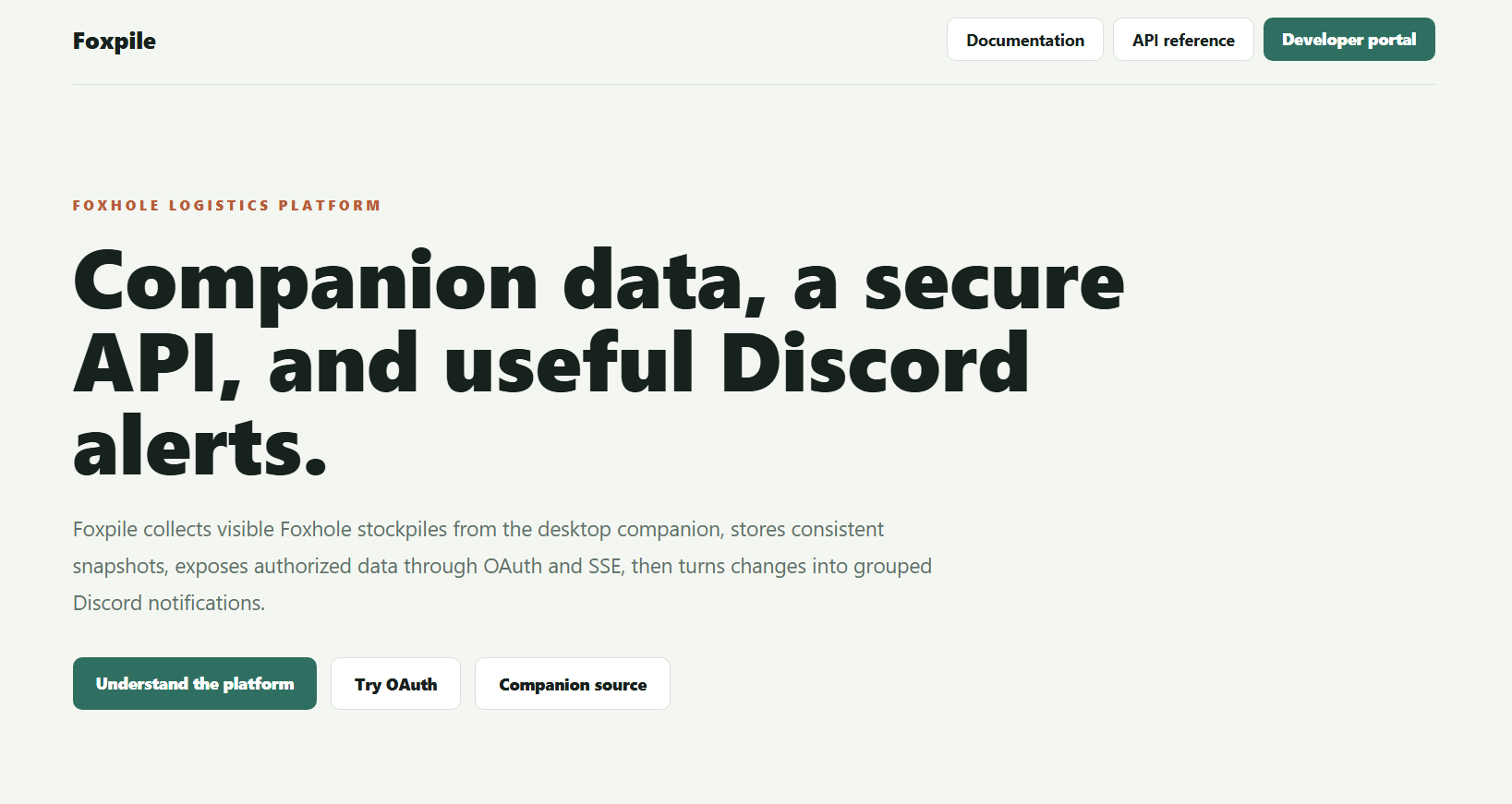 Emplacement pour une capture de la documentation de l'API Foxpile