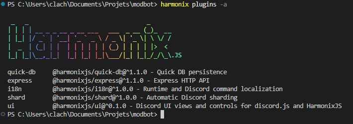 Présentation des plugins disponibles pour HarmonixJS